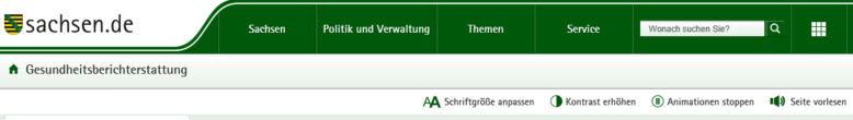 Screenshot des Kopfbereiches der Internetseite www.statistik.sachsen.de
