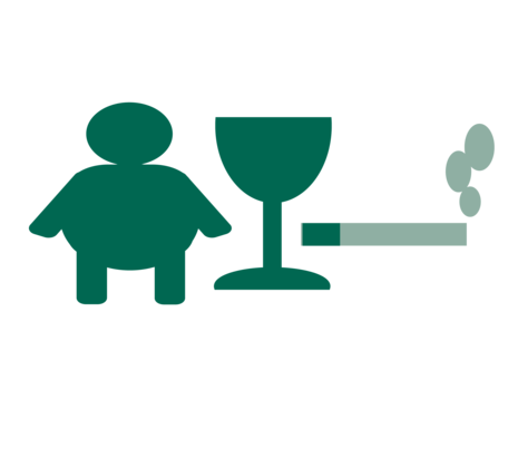 Symbolbild Übergewicht, Alkohol, Rauchen